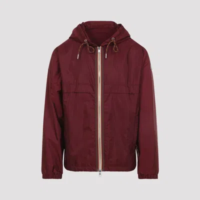 Moncler Hooded Jacket With Adjustable Hood For Men In Burgundy