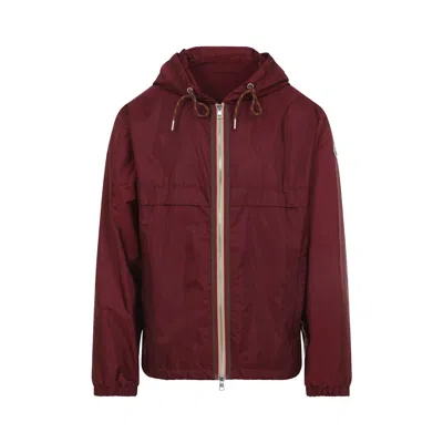 Moncler Hooded Jacket With Adjustable Hood For Men In Burgundy