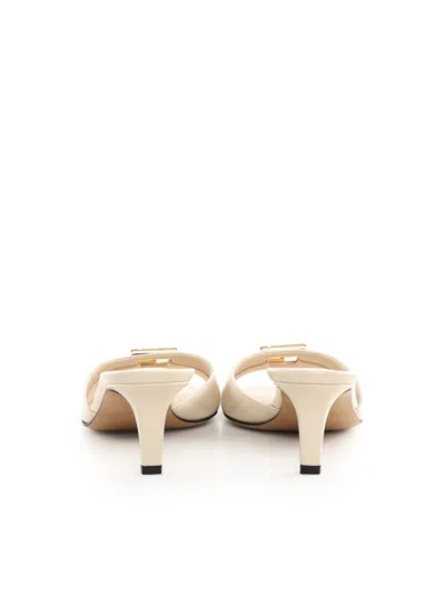 Fendi Fold Leather Kitten-heel Sandals In White