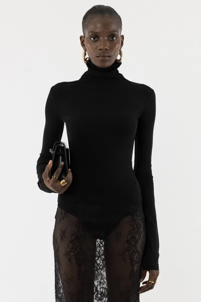 Arakii Jersey Longsleeve Turtleneck In Black