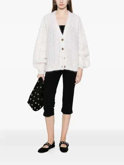 Soft Goat Buttoned Cardigan In White