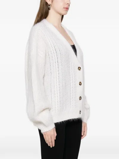 Soft Goat Buttoned Cardigan In White