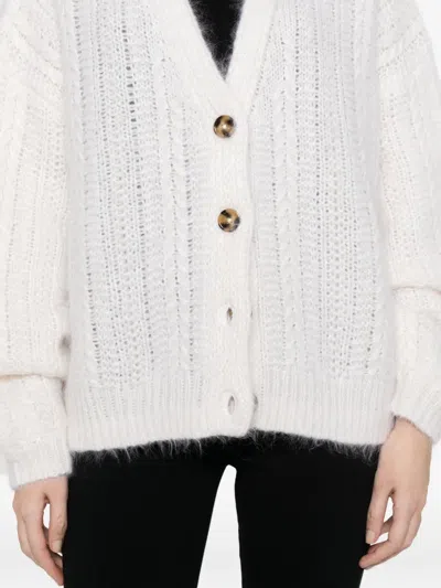 Soft Goat Buttoned Cardigan In White