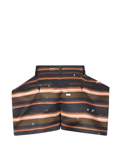 Sacai Horizontal-stripe Shorts In Multi