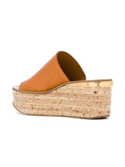 Shop Chloé Camille Wedge Mules In Neutrals