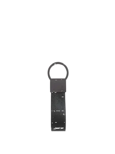 Lancel Dragonne Leather Keyring In Gray