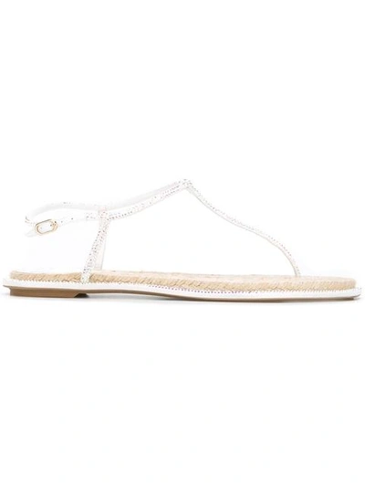 René Caovilla Embellished Sandals In White