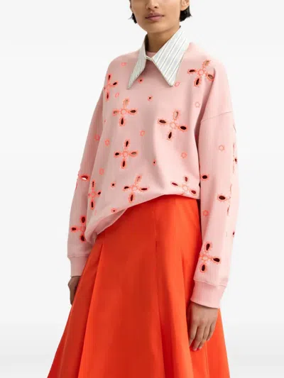 Essentiel Antwerp Floral-pattern Embroidered Sweatshirt In Pink