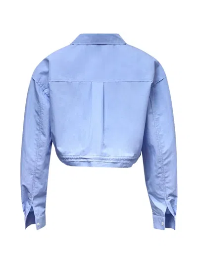 Re Code Drawstring Crop Shirt In Blue