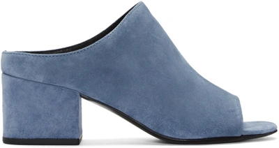 3.1 Phillip Lim / フィリップ リム Blue Suede Cube Slip-on Sandals In French Blue