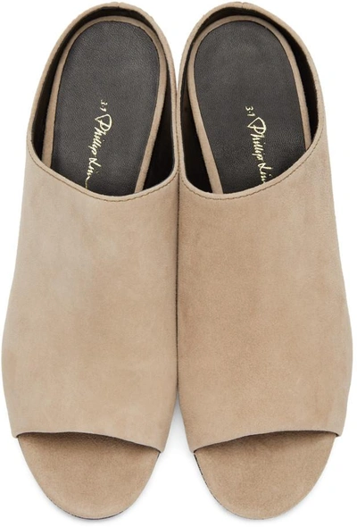 Shop 3.1 Phillip Lim / フィリップ リム Taupe Suede Cube Slip-on Sandals