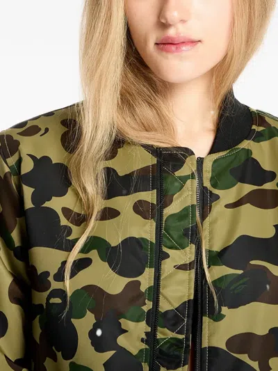 A Bathing Ape Zip-up Bomber Jacket In White