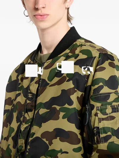 A Bathing Ape Zip-up Bomber Jacket In White