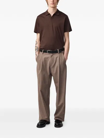 Nn07 Open-collar T-shirt In Brown