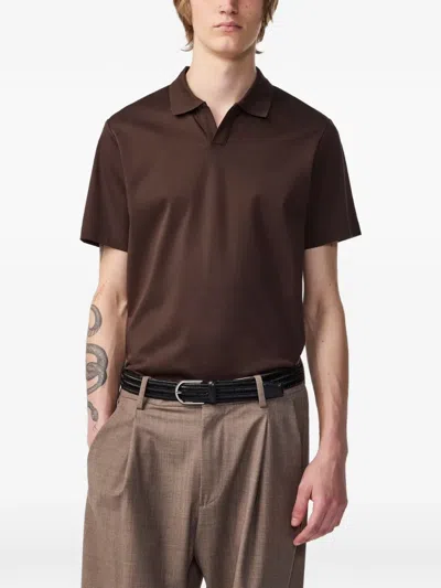 Nn07 Open-collar T-shirt In Brown