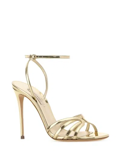 Casadei Leather Interstellar Sandals Open Toe Metallic In Gold