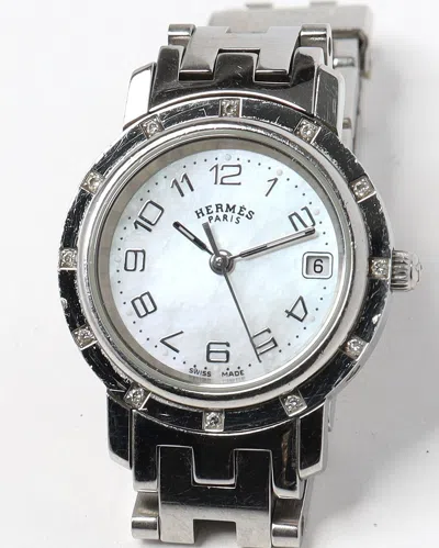 Pre-owned Hermes Hermès Clipper 24mm Ca 2010 Watch In Silver