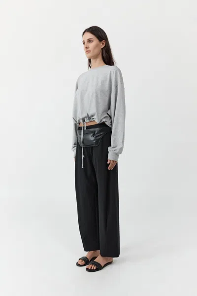 St Agni Drawstring Long Sleeve Top In Gray