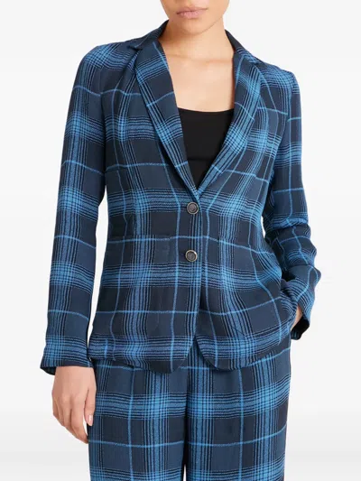Temperley London Plaid Button Plath Jacket In Blue
