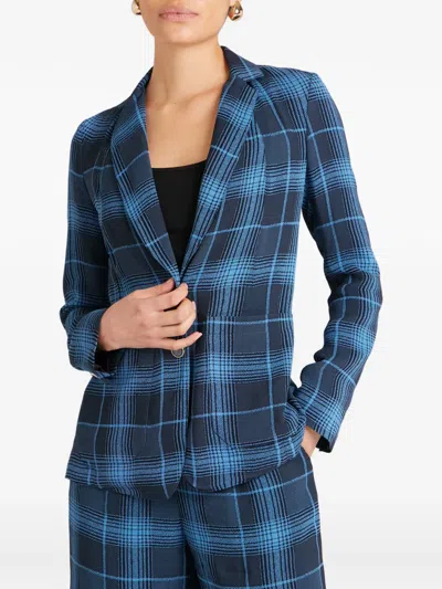 Temperley London Plaid Button Plath Jacket In Blue