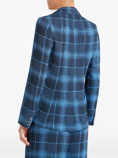 Temperley London Plaid Button Plath Jacket In Blue
