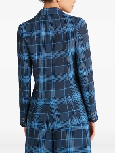 Temperley London Plaid Button Plath Jacket In Blue