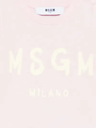 Msgm Logo-print Short Set In Pink