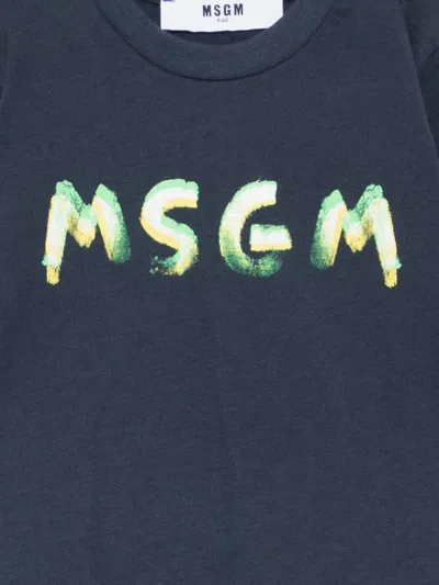 Msgm Logo-print Short Set In Blue