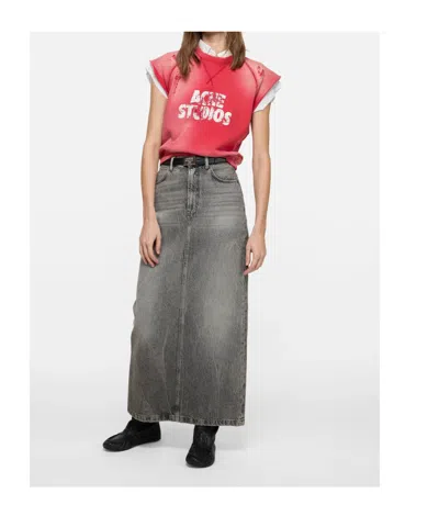 Acne Studios Distressed Graphic Top In Red