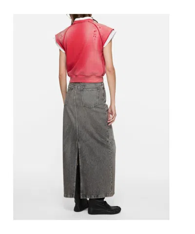 Acne Studios Distressed Graphic Top In Red