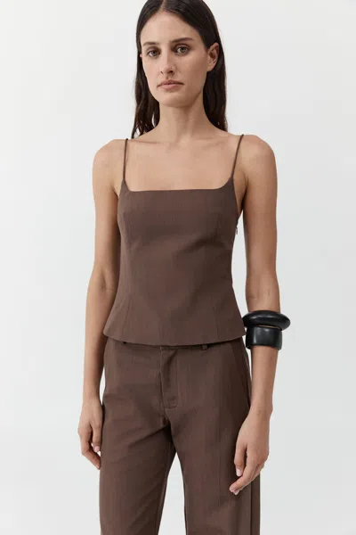 St Agni Silk Canvas Camisole In Mud In Brown