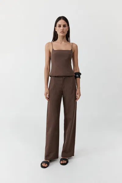 St Agni Silk Canvas Camisole In Mud In Brown