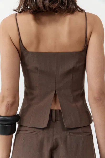 St Agni Silk Canvas Camisole In Mud In Brown