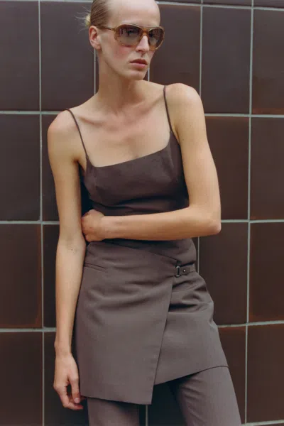 St Agni Silk Canvas Camisole In Mud In Brown