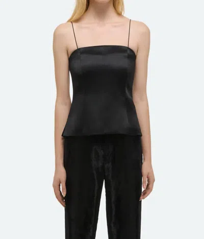 Helmut Lang Minimalist Satin Slip Top In Black