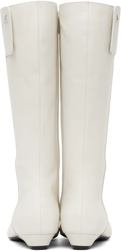 Courrèges White Heritage Flat Tall Boots In Multi
