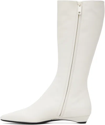 Courrèges White Heritage Flat Tall Boots In Multi