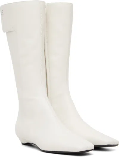 Courrèges White Heritage Flat Tall Boots In Multi
