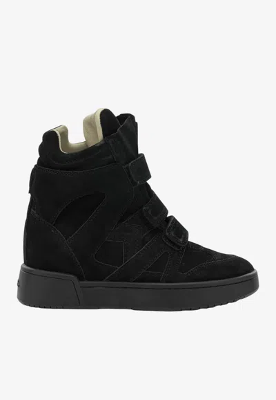 Isabel Marant Women Black Wedge With Insert Design And High Heel Sneaker In Leather Woman