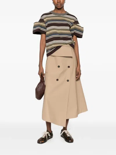 Sacai Multicolor Horizontal Stripe T-shirt In Orange