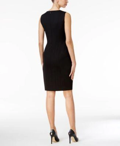Shop Calvin Klein Split-neck Sheath Dress In Black