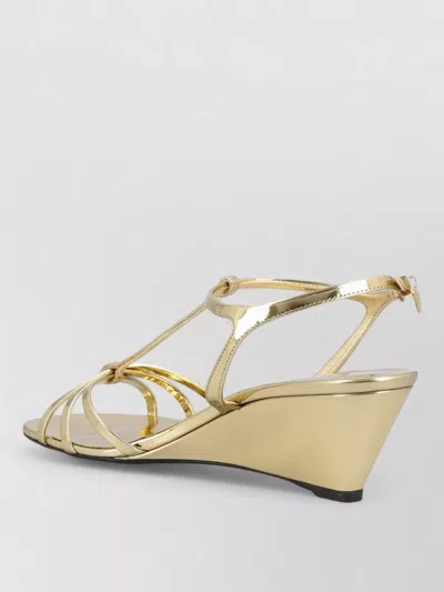 Prada Metallic Wedge Sandals Ankle Strap Open Toe In Multi