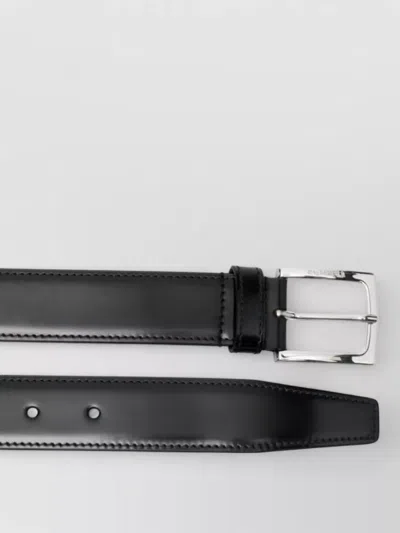 Church's Leather Belt Square Buckle Adjustable Fit In Black