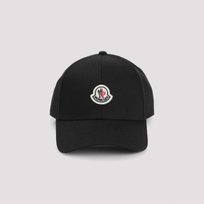 Moncler Black Cotton Gabardine Baseball Cap In Black
