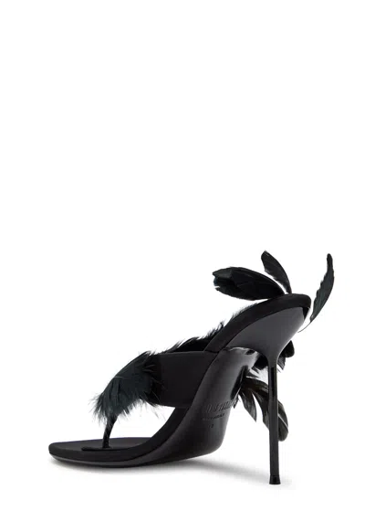 Paris Texas Lidia Feather Detail Open Toe Sandals In Animal Print