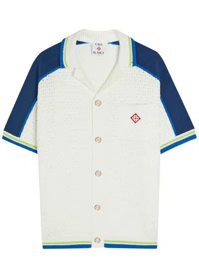 Casablanca Contrasting Trims Chest Pocket Logo-embroidered Short-sleeve Button-up Shirt In Multi