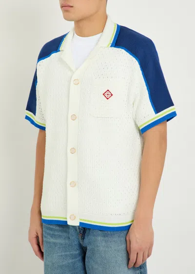 Casablanca Contrasting Trims Chest Pocket Logo-embroidered Short-sleeve Button-up Shirt In Multi