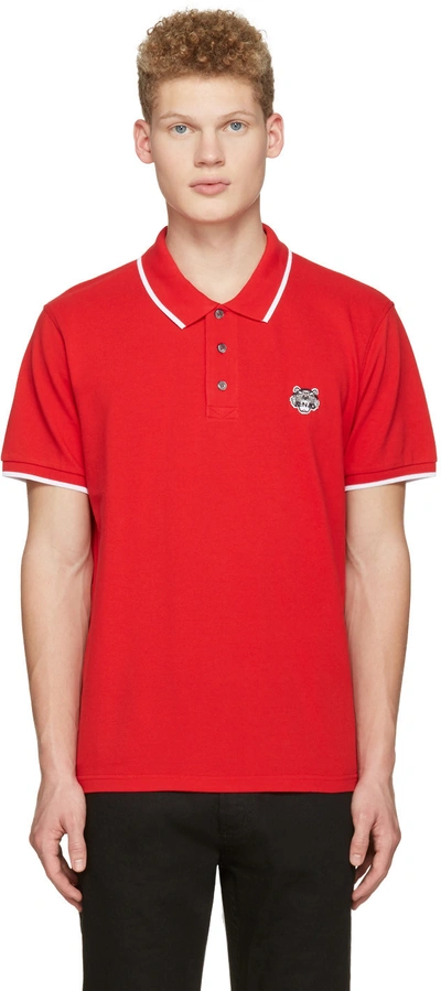 Shop Kenzo Red Tiger Patch Polo