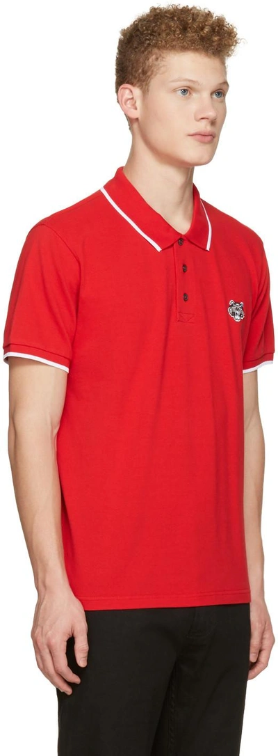 Shop Kenzo Red Tiger Patch Polo