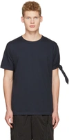 Jw Anderson Knotted-sleeve Cotton-jersey T-shirt In Navy